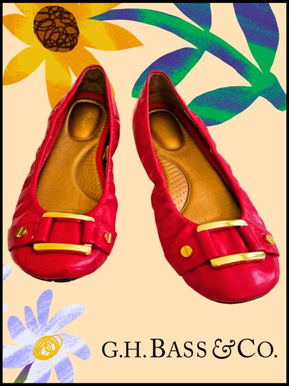 EUC G.H. Bass & Co. Red Patent Flat Shoes